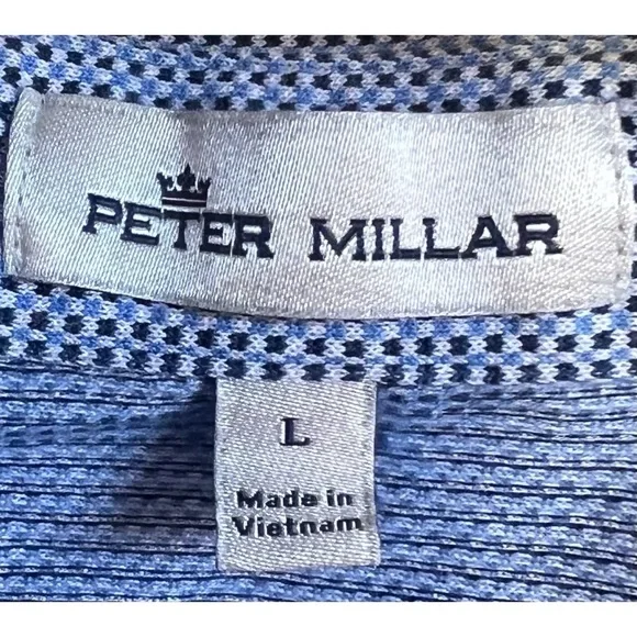 Peter Millar Men’s Blue Short Sleeve Polo Shirt 100% Cotton Size L - Picture 3 of 9